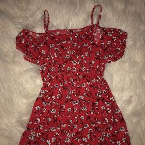 DIVIDED light red floral print short summer dress.